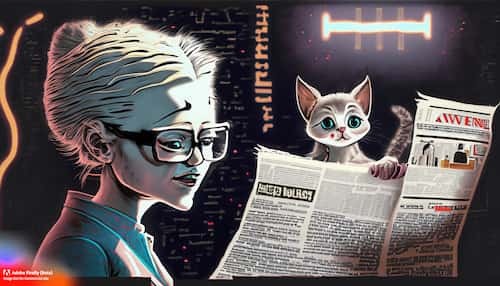 AI cat and mad scientist