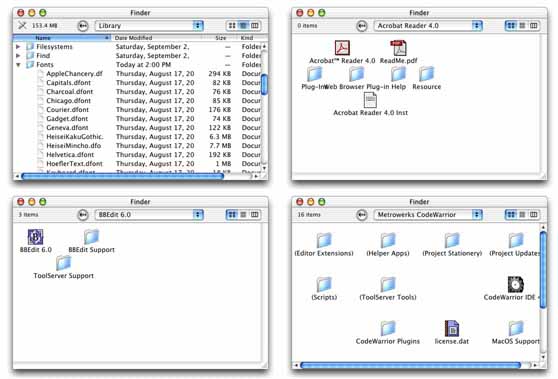 Finder window showing four folders