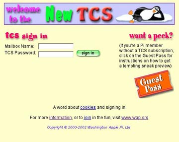 TCS sign-in screen