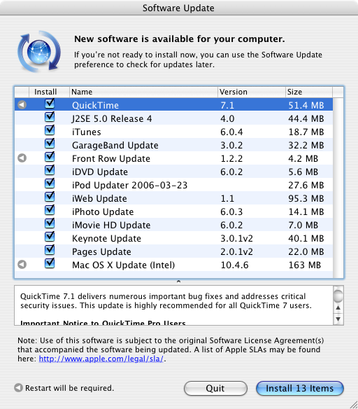 Software update on a Mac mini