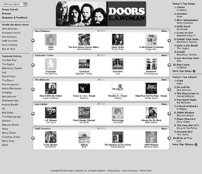 iTunes Music Shop opening page