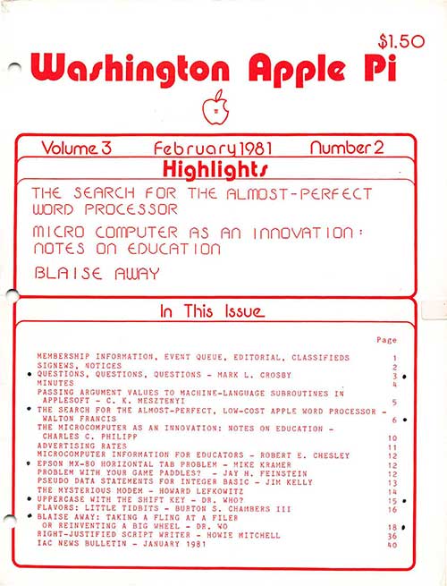 Washington Apple Pi Journal February 1981