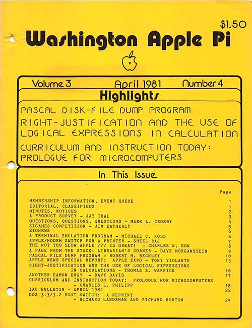 Washington Apple Pi Journal April 1981