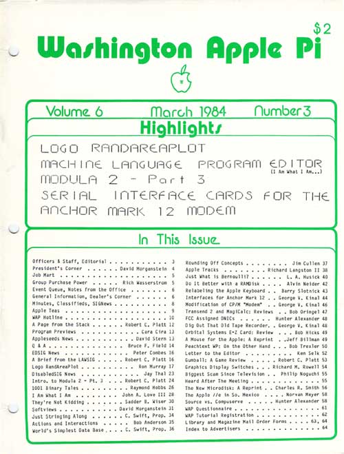 Washington Appe Pi Journal March 1984