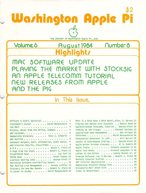 Washington Apple Pi Journal August 1984