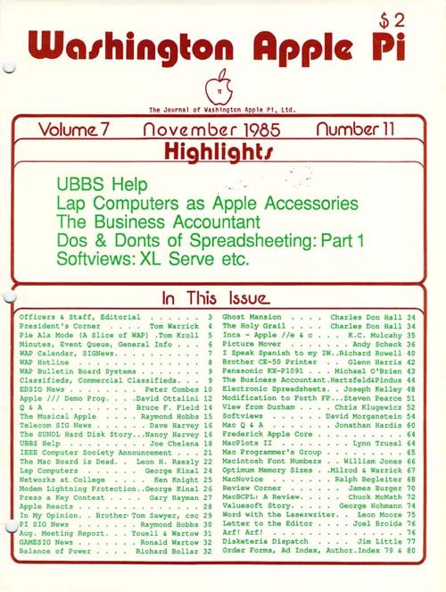 Washington Apple Pi Journal November 1985