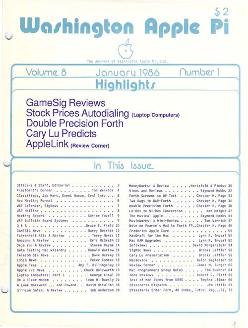Washington Apple Pi Journal January 1986