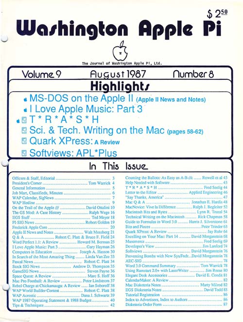 Washington Apple Pi Journal August 1987