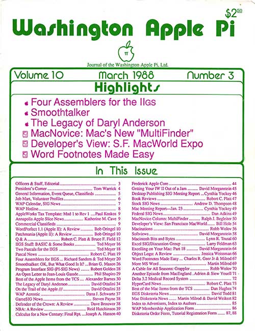 Washington Apple Pi Journal March 1988