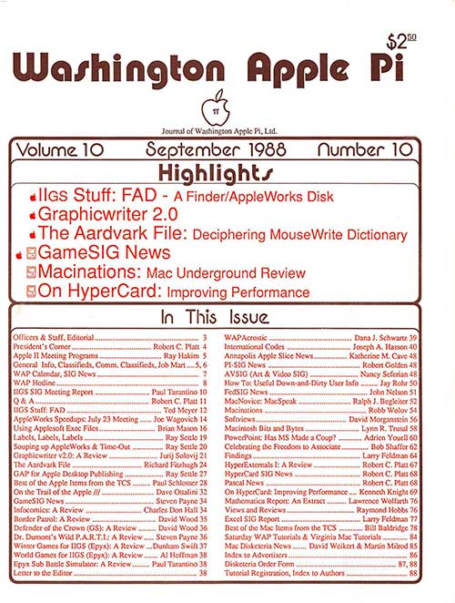Washington Apple Pi Journal September 1988