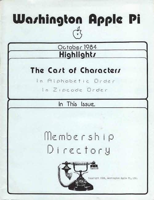 Washington Apple Pi Membership Directory, October 1984