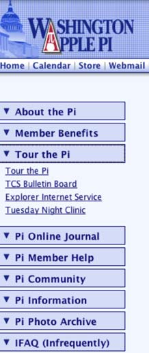 Pi Web menus
